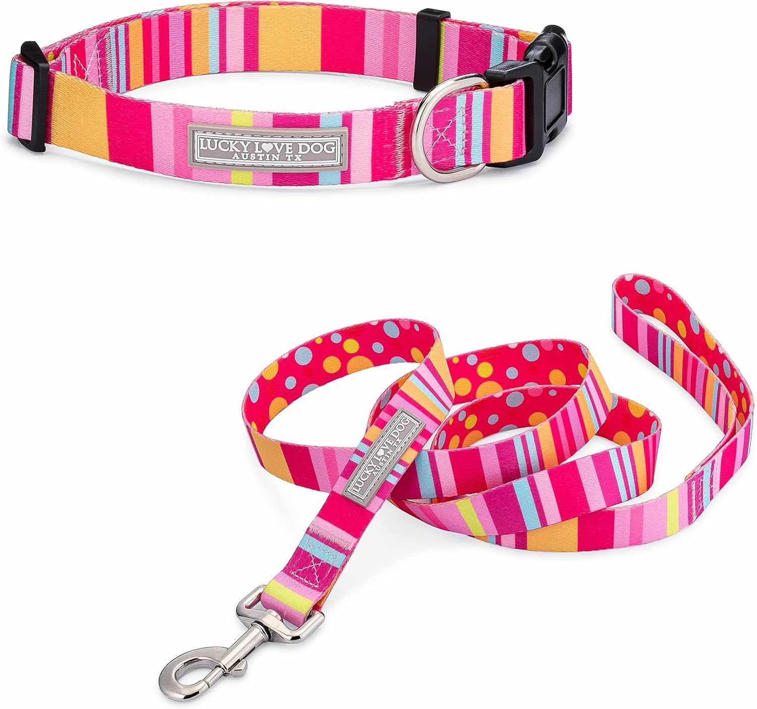 lucky-love-dog-easy-click-buckle-dog-collar-with-leash-set-combo-durable-comfortable-for-male-female-dogs-pet-collar-for-medium-dogs-secure-fit-blackbird-combo-medium
