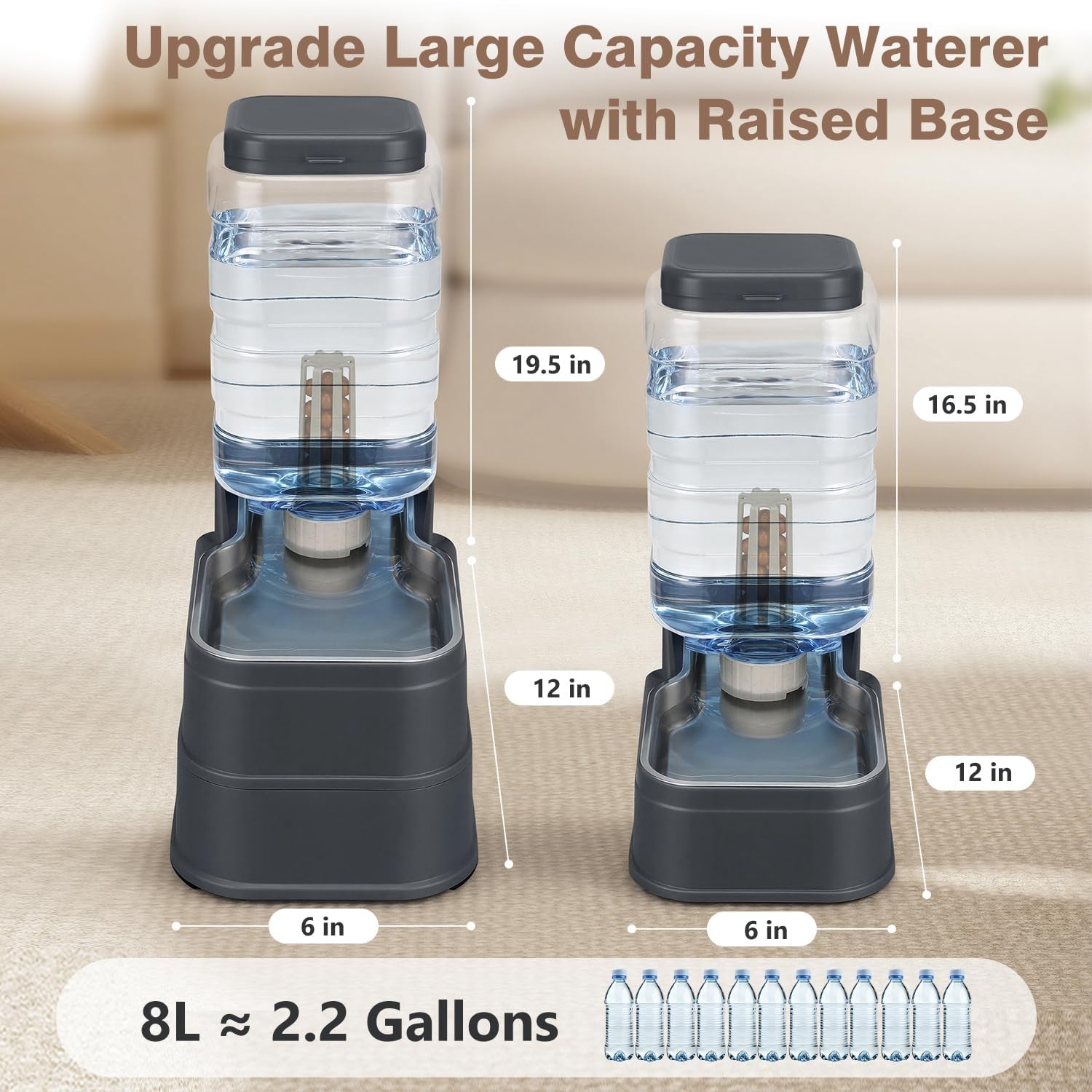 2-2-gallon-pet-automatic-dog-water-dispenser-cat-gravity-waterer-feeder-with-stainless-steel-bowl-8l-large-capacity-puppy-feeding-raised-bowls-with-filter-ice-pack