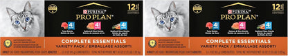 Purina Pro Plan High Protein Wet Cat Food Variety Pack, Complete Essentials Seafood Favorites - (2 Packs of 12) 3 Oz. Cans12