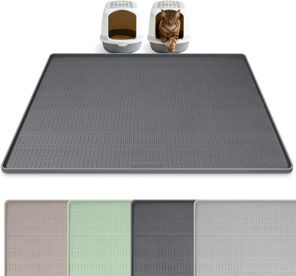 Silicone Cat Litter Mat 47" X 35" Cat Mat for Litter Box, Khaki | Extra Large Cat Litter Trapping Mat for Floor, Waterproof, Non-Slip Kitty Litter Box Mat with Raised Edge, Easy to Clean13