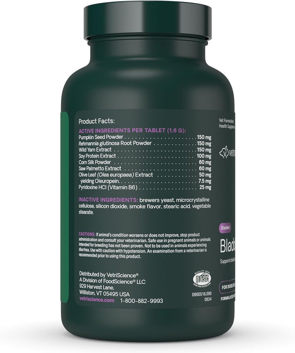 Vetriscience Bladder Health Chewable Tablets, Bladder Strength Urinary Tract Supplement for Dogs, Reduce Urine Leakage and Overactive Bladder, with Soy Protein and Saw Palmetto, Smoke, 90 Count2