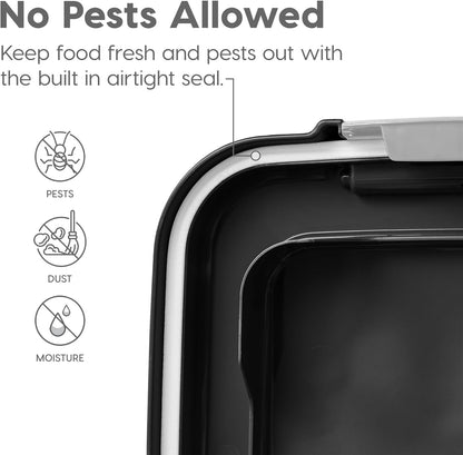 IRIS USA Dog Food Storage Container 30 Lb + 11Lb Airtight Combo, Stackable Pet Food Storage Bin with Wheels for Cat Dog Food, BPA Free, Made in USA, Black | Stackable Pet Food Plastic Storage Bins with Wheels for Cat and Dog Food, Made in USA4