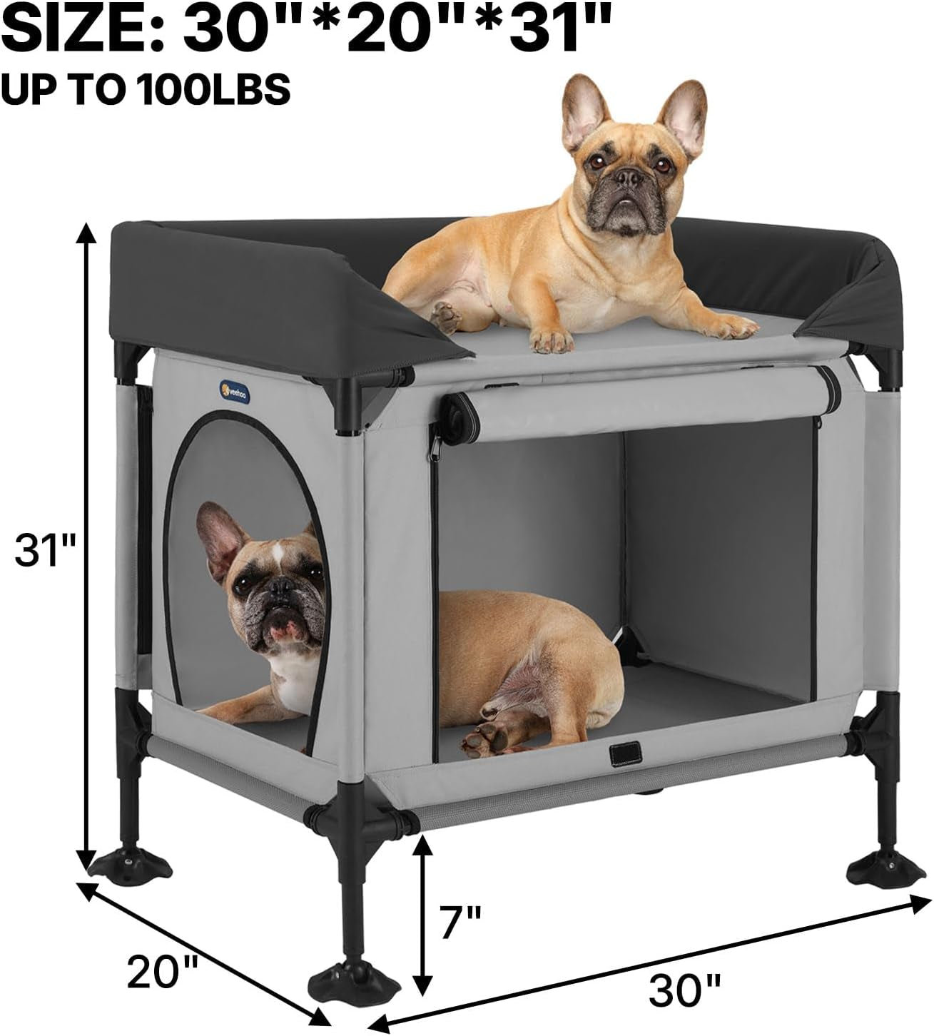 veehoo-dog-bunk-bed-dog-beds-attachment-to-human-bed-bedside-dogs-cot-pet-window-perch-for-small-medium-cats-dogs-dog-house-bed-with-non-slip-feet-plush-cushion-topper-grey
