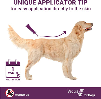 Vectra 3D Flea and Tick Prevention for Large Dogs 56–95 Lbs, 3‑Month | Kills and Repels Fleas, Ticks & Mosquitoes | Fast‑Acting, Waterproof, No Prescription Needed5