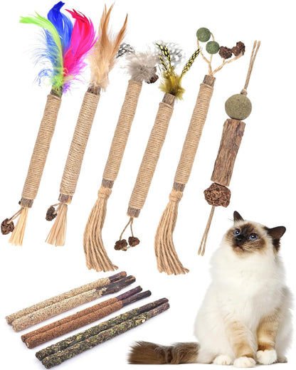TINDTOP Silvervine Chew Sticks for Cats, 10 Pack Natural Catnip Chew Toys | for Kittens Teeth Cleaning, Matatabi Dental Care, Increase Appetite, Calm Cat Anxiety and Stress, Aggressive Chewers Toy8
