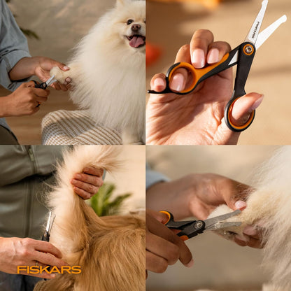 Fiskars Pet Grooming Detailing Scissors for Dogs & Cats, 5.5", Orange/Black | Detailing Scissors with Rounded Tips & Softgrip Handle, Cat and Dog Supplies9
