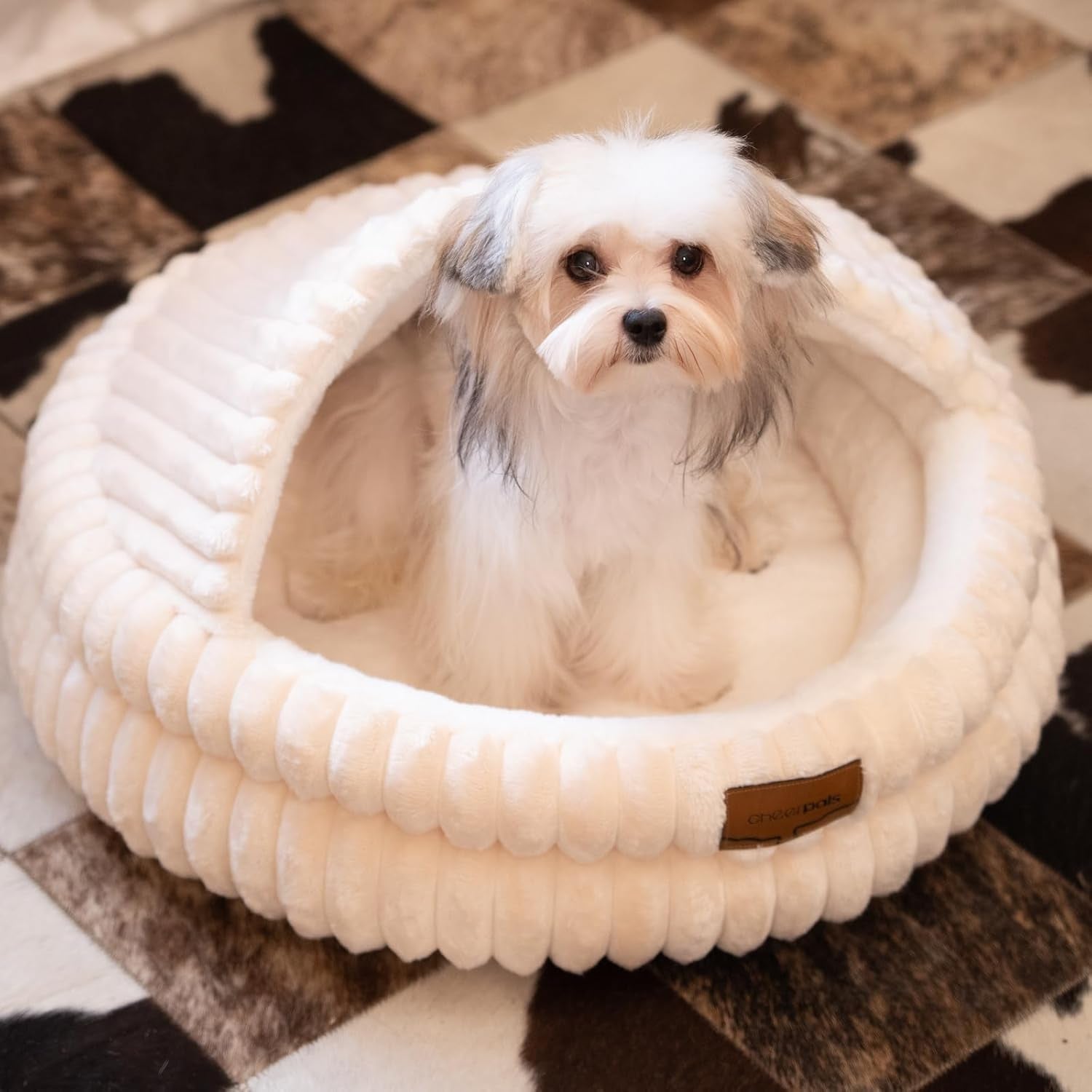 cheerpals-cat-cave-bed-for-indoor-cats-washable-covered-cat-bed-hooded-kitty-bed-soft-fluffy-pet-bed-for-puppy-and-small-dogwhite