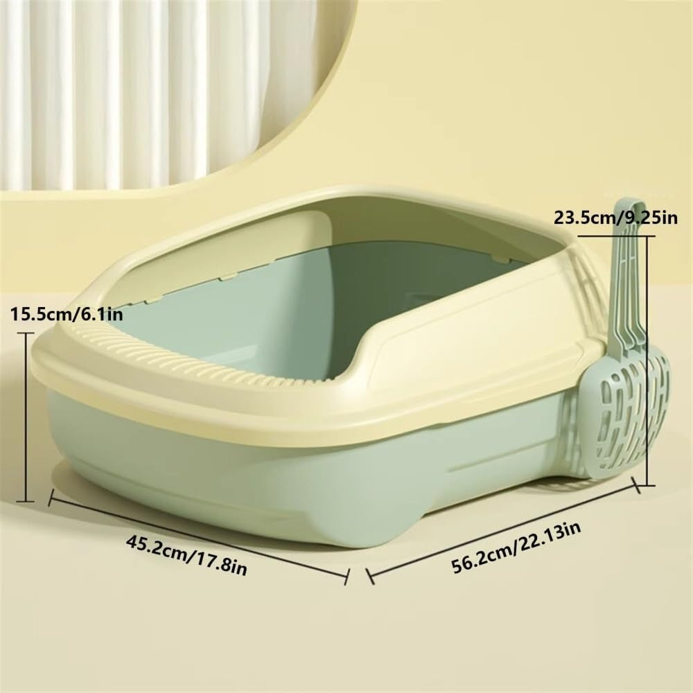 pet-supplies-open-top-cat-litter-box-with-scoop-high-side-sifting-tray-for-all-catsgreen