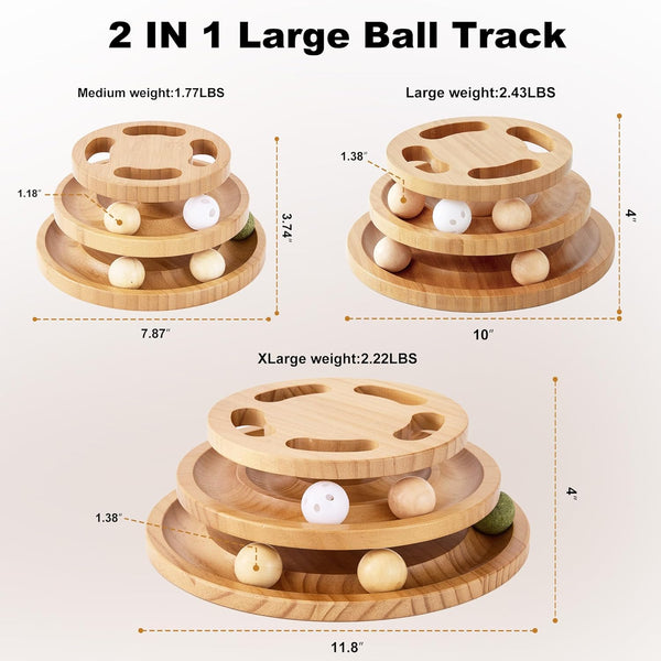ZOMISIA Cat Ball Track Toy with Puzzle Top, Wooden Cat Toys for Indoor Cats | Interactive Spinning Balls, Large Cat Ball Tower for Kitten Exercise Mental Stimulation Self Play Home Enrichment2