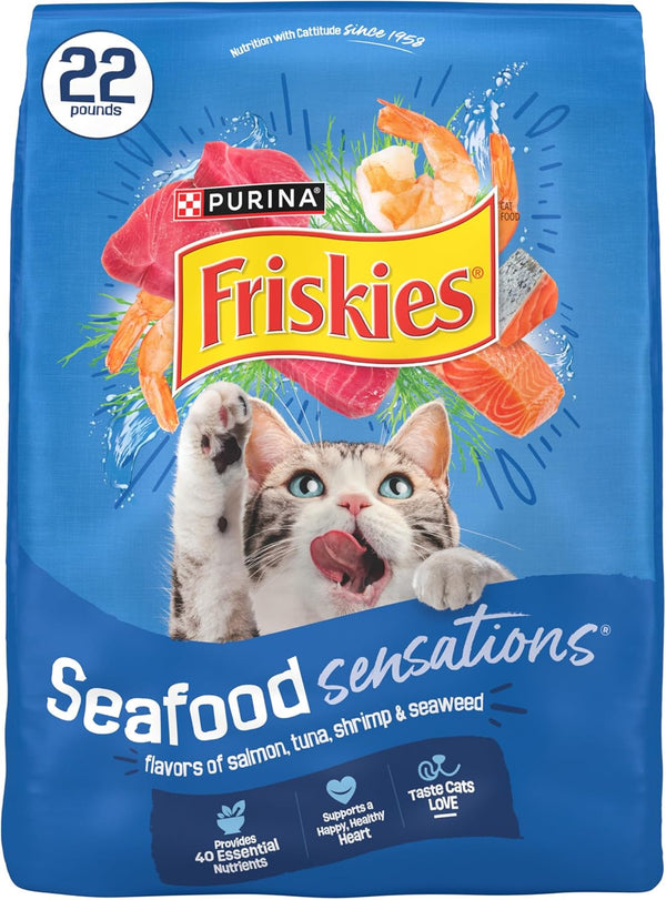 Purina Friskies Dry Cat Food Seafood Sensations with Salmon, Tuna, and Shrimp Flavors - 22 Lb. Bag1