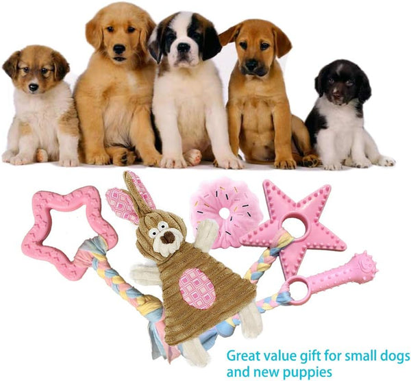 Volacopets Puppy Toys for Teething, Puppy Chew Toys for Small Dogs, Crinkle Dog Toys Small Breed Boredom and Stimulating, Dog Toys for Small Dogs, Pink, 5-Pack6