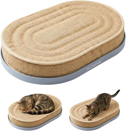Large Sisal Cat Scratcher Lounge, 2-In-1 Cat Bed with Durable Base & Plush Foam Cushion, Non-Shedding Cat Scratching Pad for Indoor Cats,22"X14", No Mess Furniture Protector10