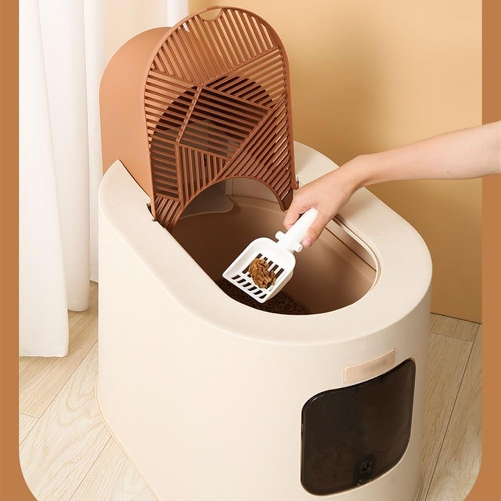 pet-supplies-large-hooded-cat-litter-box-with-lid-anti-splash-easy-clean-traybrown