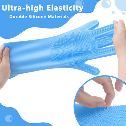 Pet Grooming Gloves—Dog Washing Gloves with High-Density Teeth | Dog Bath Scrubber with Enhanced Five Finger Design, Silicone Gloves for Dogs and Cats Bathing, Massage (Blue)5