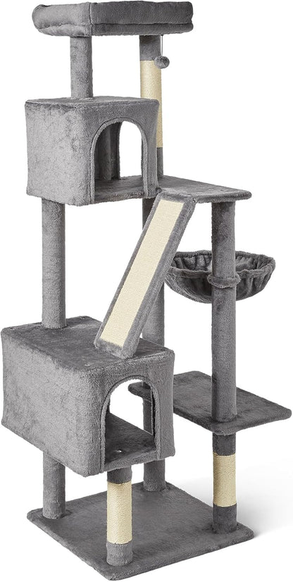 Amazon Basics Indoor Cat & Kittens Multi-Level Climbing Activity Tower with Scratching Posts, 2 Condos, FSC Certified, M - 30"(76.2Cm) H, Grey6