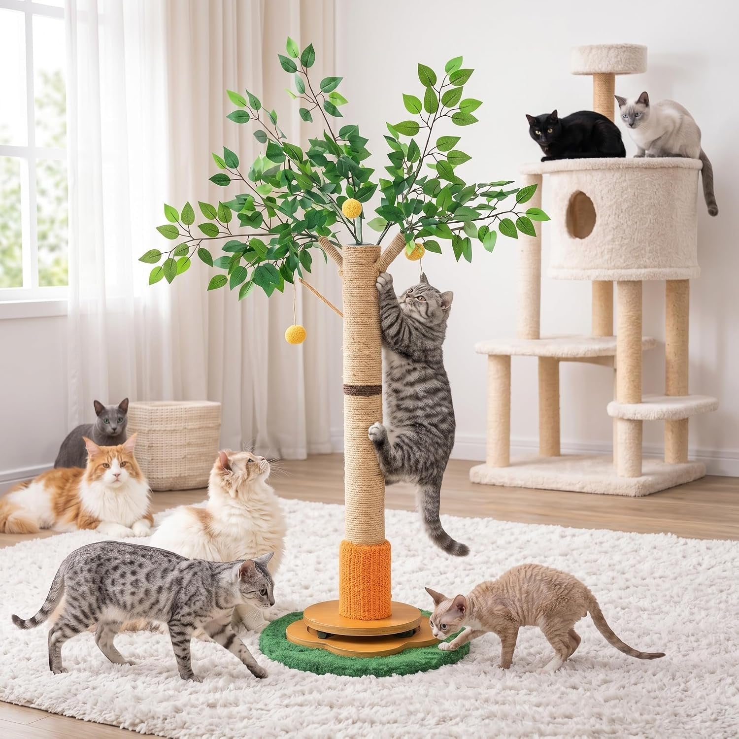 nuanchu-41-inch-tall-cat-scratching-post-tree-for-indoor-cats-adults-scratcher-tree-tower-with-sisal-rope-large-cats-scratching-posts-with-hanging-ball-for-kittens-and-medium-large-pet