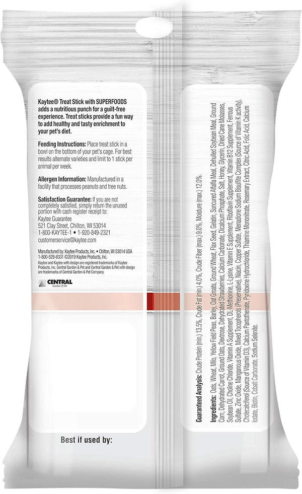 Kaytee Small Animal Treat Stick with Superfoods, Strawberry & Flax Seed, 5.5 Oz7
