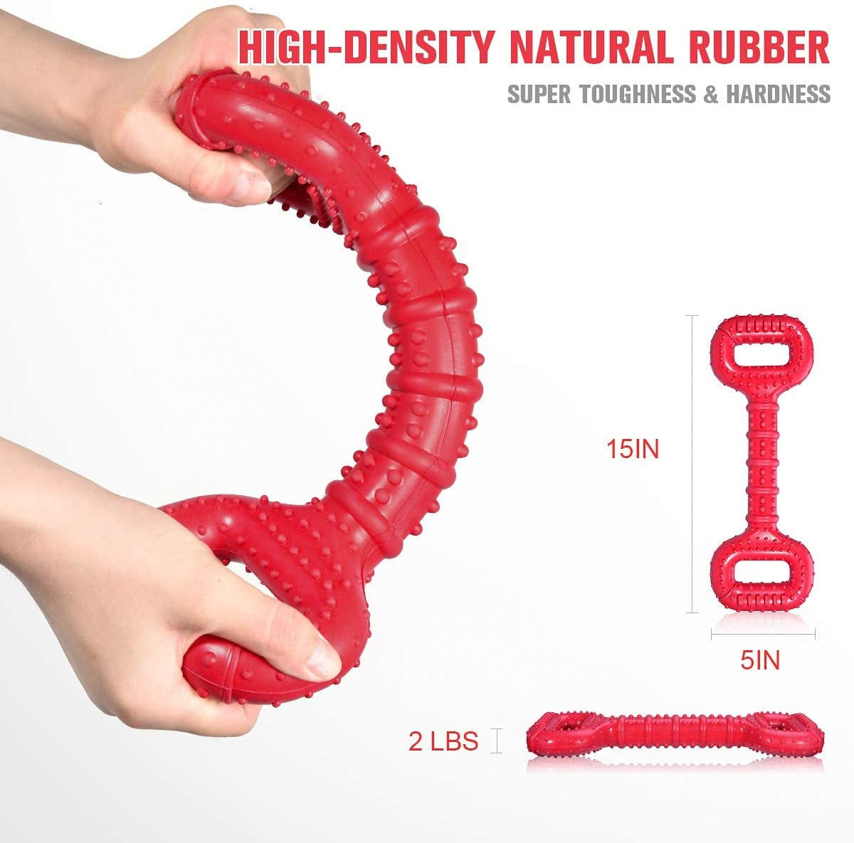 feeko-dog-toys-for-aggressive-chewers-large-breed-15-inch-interactive-long-lasting-dogs-toy-with-convex-design-natural-rubber-tug-of-war-toy-for-medium-large-tooth-cleanred