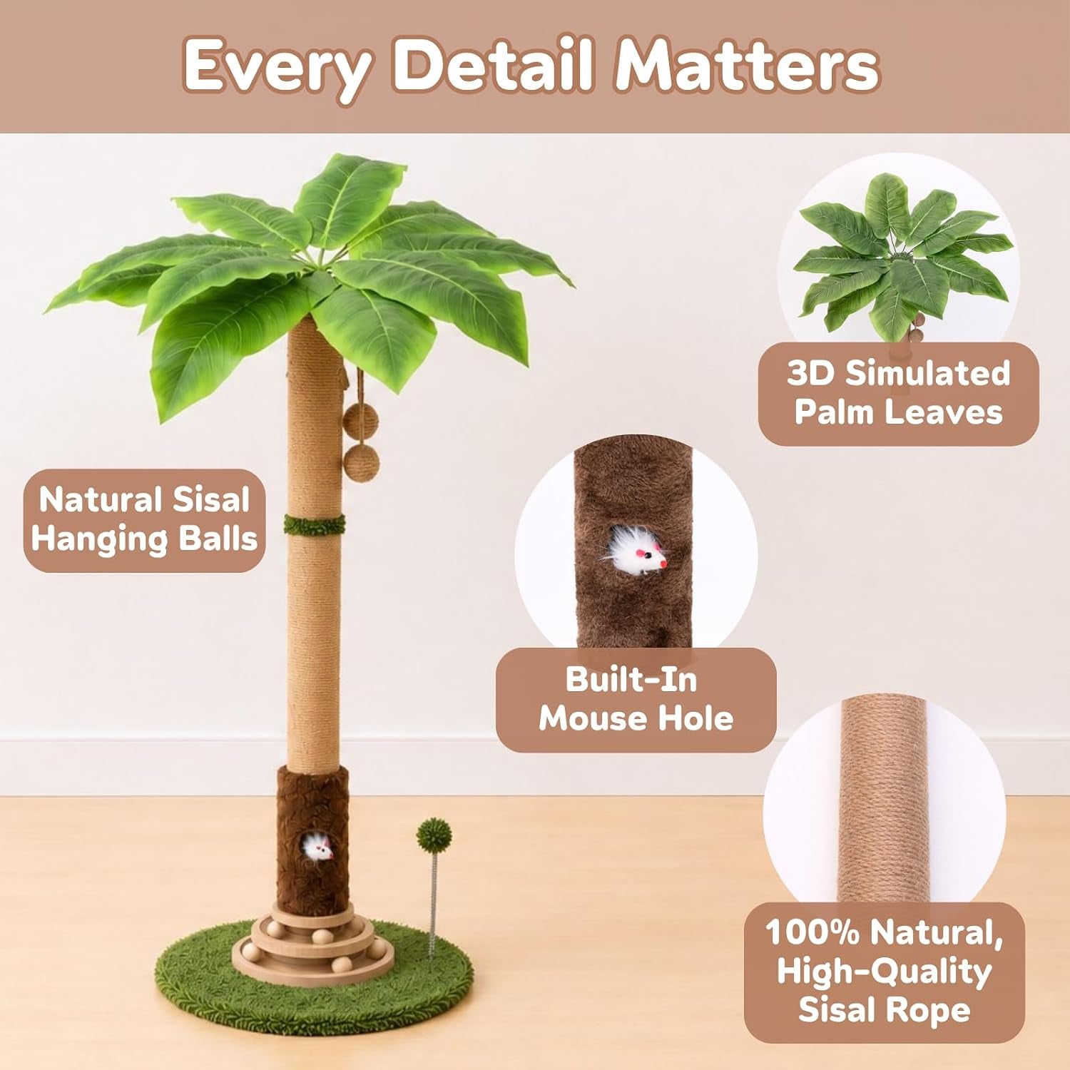 aixinpet-cat-scratching-post-upgraded-40-tall-cat-scratcher-tree-tower-scratching-posts-for-indoor-cats-with-cat-toy-mouse-hole-spring-ball-and-interactive-wooden-ball-for-kittens-adults-cats