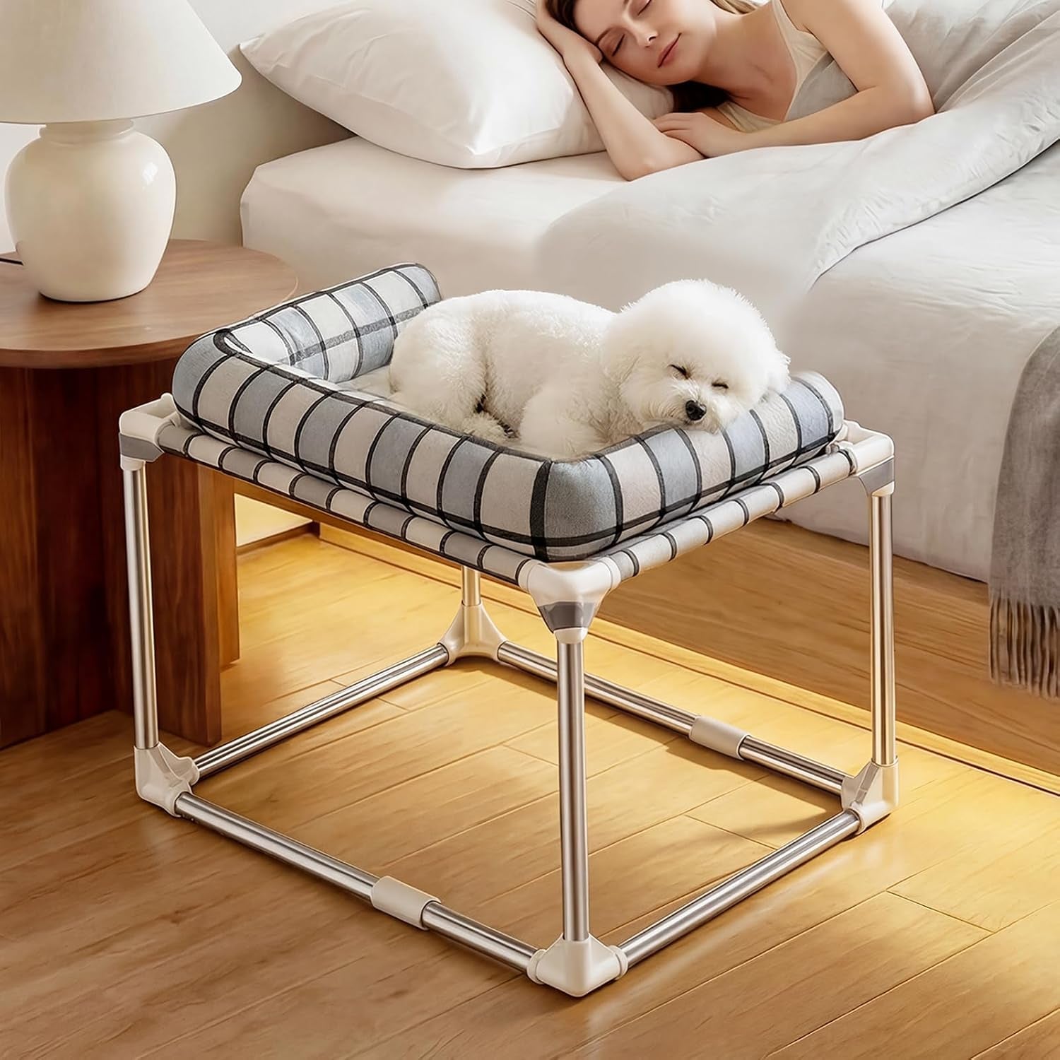 bedside-cosleeper-dog-bed-with-bloster-height-elevated-pillow-bed-dog-extension-attached-to-human-bed-for-dog-cat-window-perch-bedside-lounge-elevated-stainless-steel-anti-slip-feet