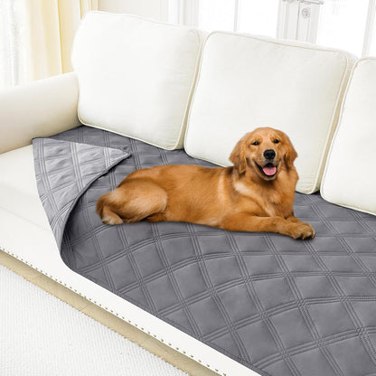 Smiry Waterproof Dog Bed Cover, Reversible Pet Blanket for Sofa Couch | Soft Washable Dog Blanket, Leakproof Couch Cover for Dogs Cats & Furniture Protection, 52X82, Grey/Dark Grey14