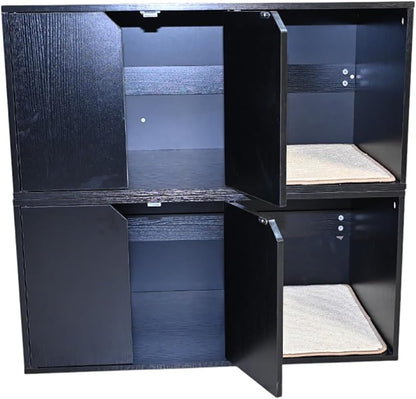 35.83" Black Cat Litter Box Enclosure Hidden Furniture with Scratching Pad, Modern Indoor Cat House3