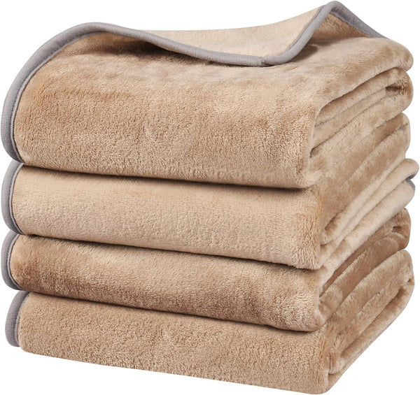 Onarway Dog Blanket Washable for Puppy: 4 Packs Dog Blankets 40”X28” | Fluffy Soft Small Throw for Cat Puppy Kitten Dogs - Fleece Pet Blankets for Bed Sofa Car and Indoor - Grey and Khaki10