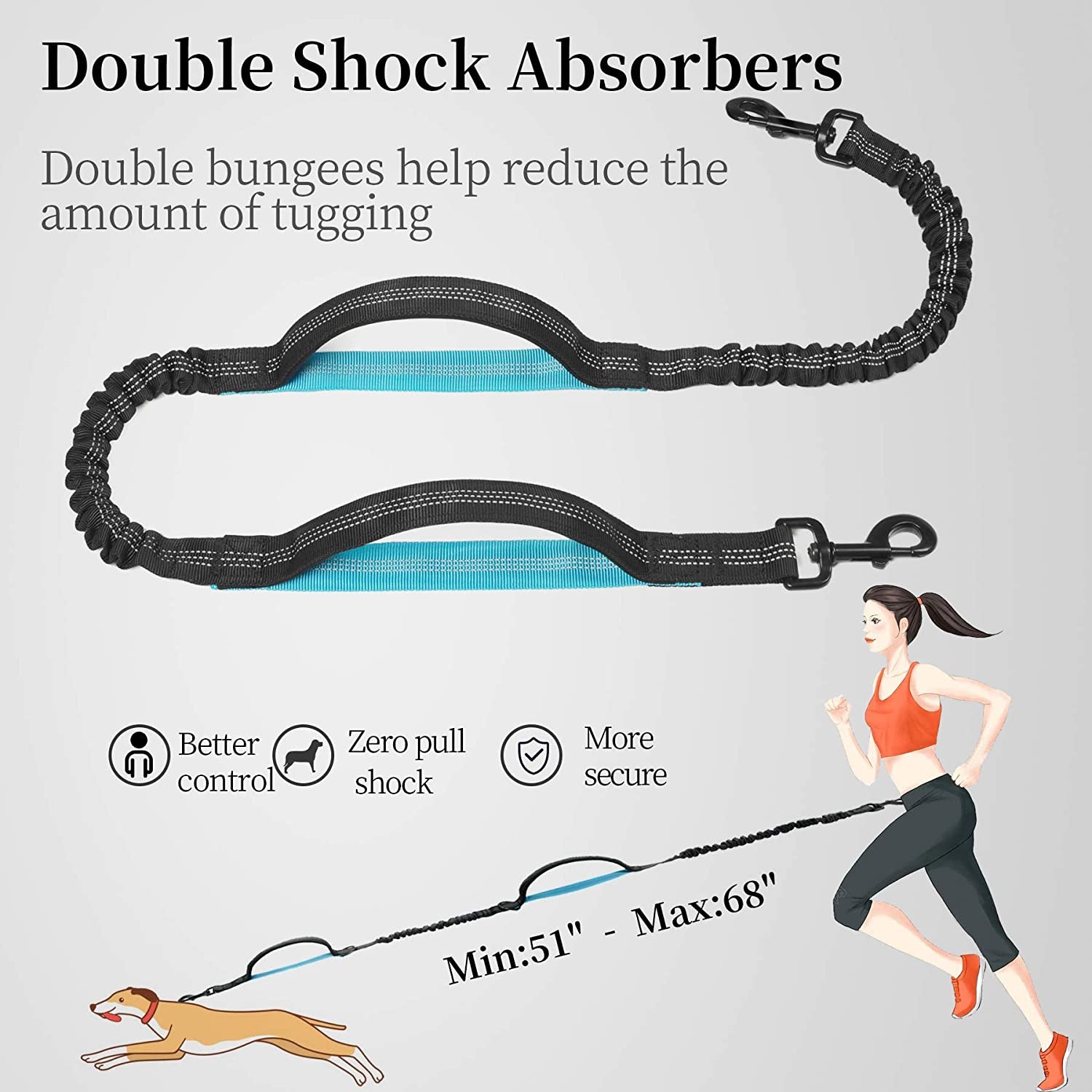 iyoshop-hands-free-dog-leash-with-zipper-pouch-dual-padded-handles-and-durable-bungee-for-walking-jogging-and-running-your-dog-large-25-120-lbs-black