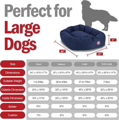 Majestic Pet 40 Inch Bagel Calming Dog Bed Washable – Cozy Soft round Dog Bed with Spine Support for Dogs to Rest Their Head - Fluffy Donut Dog Bed 40X29X9 (Inch) - round Pet Bed Large – Blue3