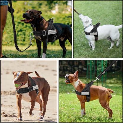 Slowton No Pull Dog Harness - Heavy Duty Dog Harness and Leash Set for Medium Large Dogs, Reflective Tactical Harness with Soft Padded and Front Clip for Easy Walk and Training (Black L)8