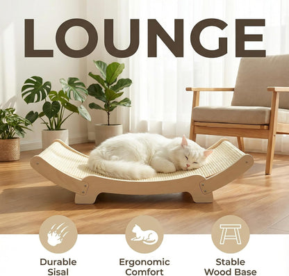 Sisal Cat Scratcher Bed for Indoor Cats Hammock for Scratching Pad Cat Chair Nartural Sisal Scratch Post for Large Cats Scratcher Lounge, Wooden Cat4