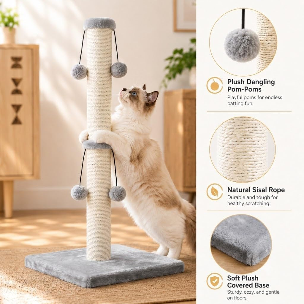 dimaka-29-cat-scratching-post-natural-sisal-rope-scratcher-post-kitten-claw-scratch-with-4-danglingtoy-balls-for-large-cats-grey