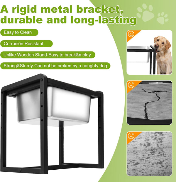Adjustable Height Elevated Large Dog Water Bowls with Stainless Steel Bowls and Metal Stand，4-Level (8/10/12/14 Inches) Pet Bowl for Dogs for Large Medium Dogs - Durable, Easy to Clean (2Gallon)6
