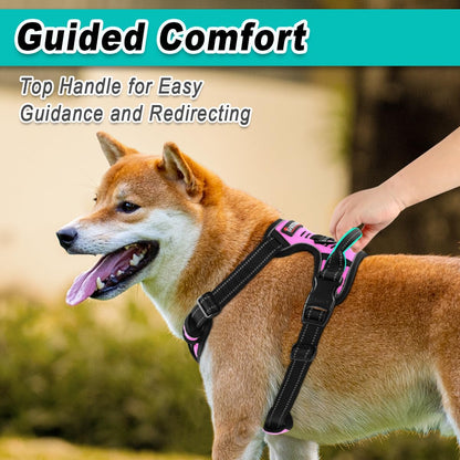BARKBAY No Pull Pet Harness Dog Harness Adjustable Outdoor Pet Vest 3M Reflective Oxford Material Vest for PINK Dogs Easy Control for Small Medium Large Dogs (L)4