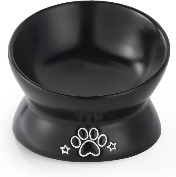 Loejan Elevated Cat Food Bowl, 5 Oz Ceramic Raised and Tilted Water Bowl, anti Vomiting and Protect Pets' Spines Dishes for Small Dog, Fat Faced Cat, Kitten (White, 1 Pack)16