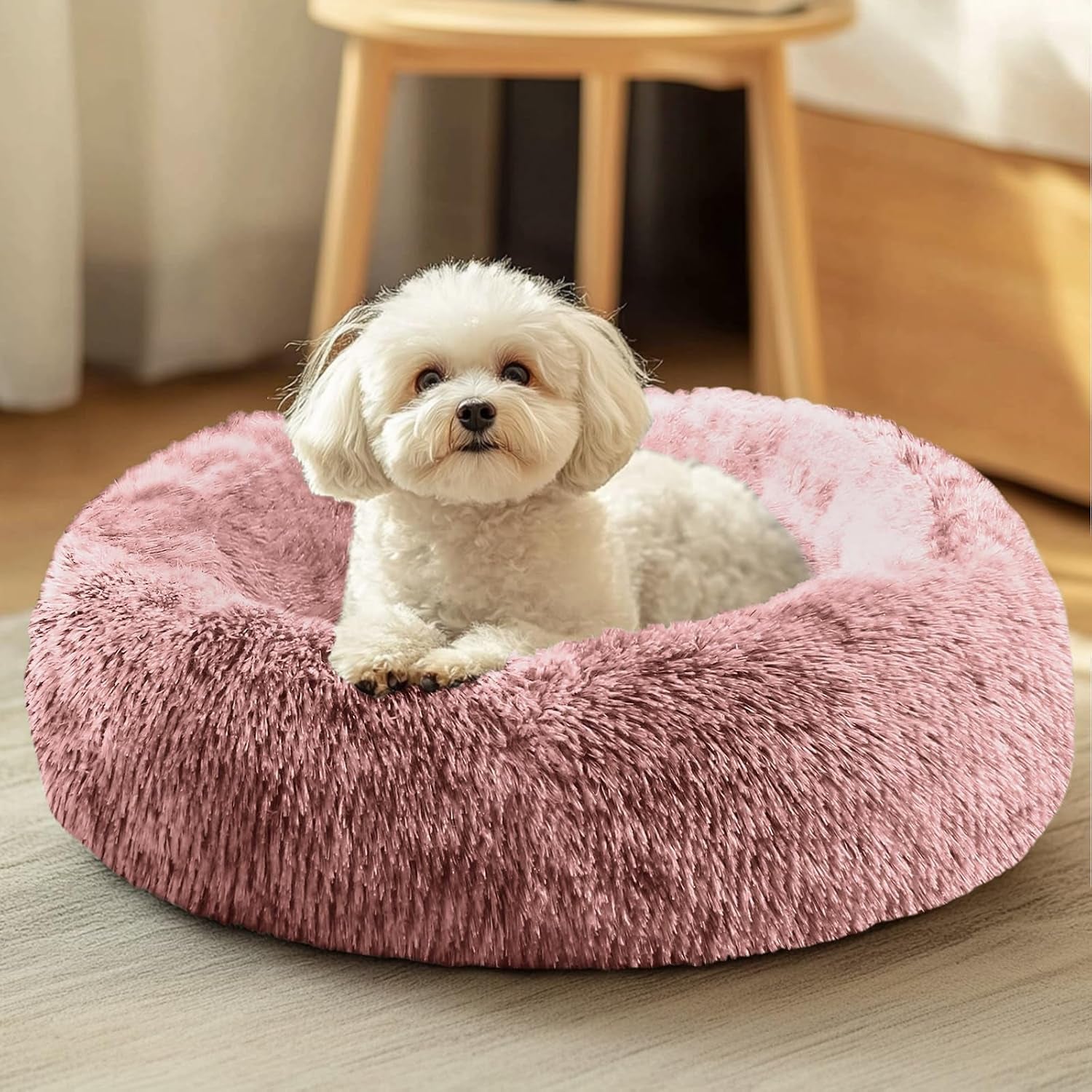 jollyvogue-small-dog-bed-calming-soft-anti-anxiety-donut-cat-bed-washable-round-fluffy-cushion-for-small-and-medium-pets-20
