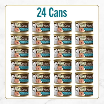 Purina Fancy Feast Savory Centers with Tuna Wet Cat Food Pate with Gourmet Gravy Center, 3 Oz Can, Adult Cat Food3