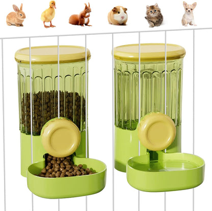 Hanging Small Cat Feeder Water Set, 1L Food Dispenser and 0.8L Water Bottle | Automatically Refill, Auto Gravity Pet Feeder and Waterer Set, 3-5 Days for Puppy, Kitten, Rabbit and Small Pets1