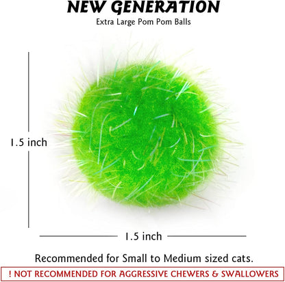 20PCS 1.5INCH Extra Large Cat'S Favorite Chase Glitter Ball Toy | Sparkle Pom Pom Balls2