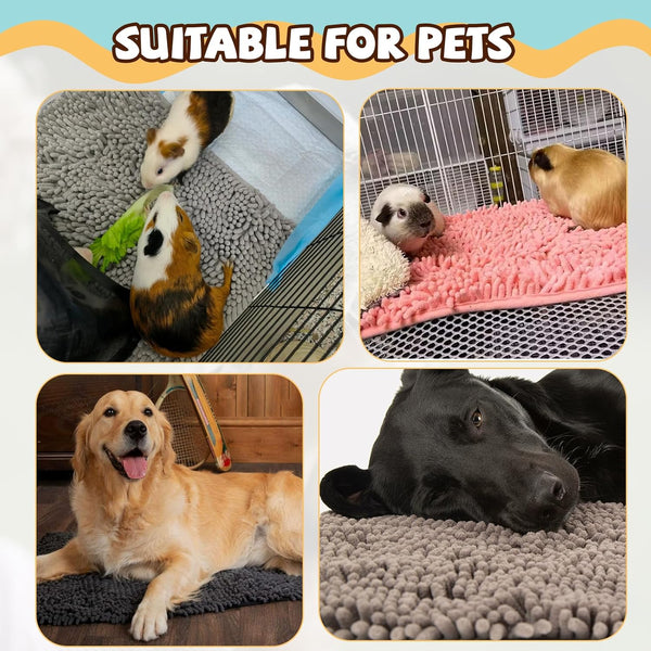 8 Pcs Guinea Pig Liner Washable Rabbit Cage Liner 16X12 Inch Guinea Pig Fleece Mats Reusable Bedding Pee Pads for Small Animals, Bunny (Gray, Green, Pink, Blue)4