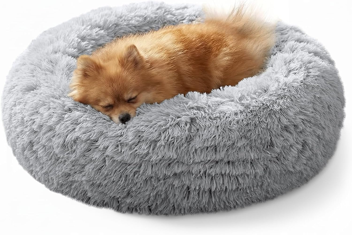 jollyvogue-small-dog-bed-calming-dog-beds-for-small-dogs-indoor-cats-20-inches-donut-washable-cat-bed-for-kittens-puppies-round-fluffy-plush-faux-fur-pet-bedssmoke-grey