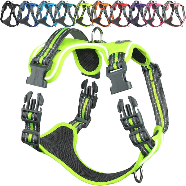 VIVAGLORY No Pull Dog Harness Vest Harness, L, Orange - Patterned | with Handle Front and Back Clip for Training & Pulling, No Pull & Escape Proof Padded Adjustable for Pet Puppy26