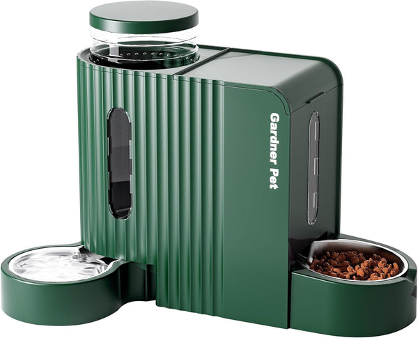 Gardner Pet Automatic Gravity Cat Food Feeder and Water Dispenser Stainless Steel Two-In-One Set Large Capacity Dispenser for Pets Dogs, Puppies, Kittens-(0.8 Gallons X 2)12