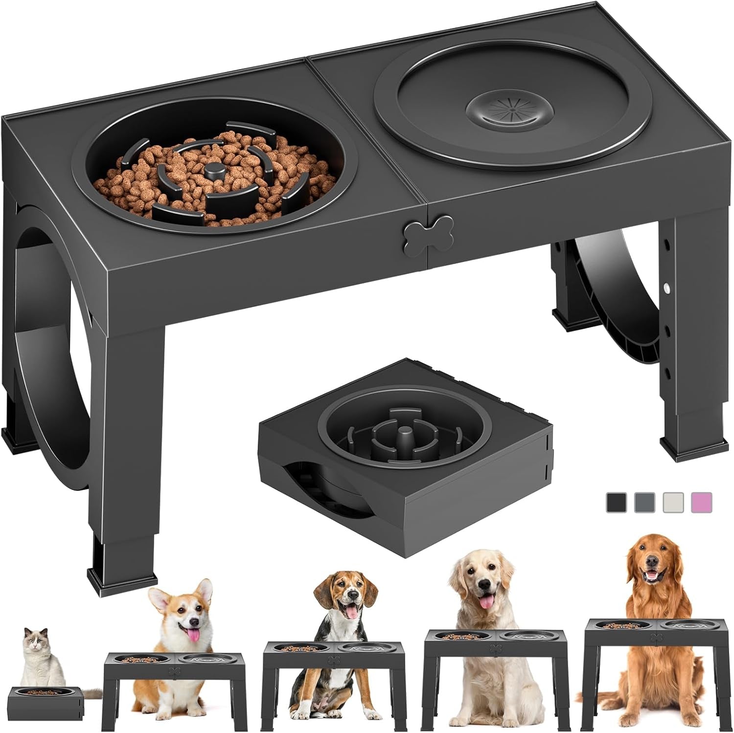 xiaz-elevated-dog-bowls-large-breed-raised-dogs-bowl-stand-large-medium-sized-dog-stainless-steel-food-water-bowl-stands-5-heights-adjustable-9-11-12-14in-black-pet-feeder-dish-station