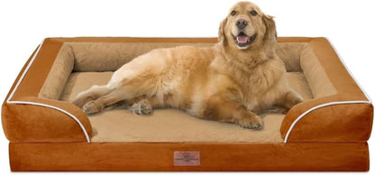 Comfort Expression Orthopedic Dog Bed for Extra Large Dogs with Bolster | Waterproof Dog Couch Bed with Washable Cover & Non-Slip Bottom, Supportive Egg Crate Foam XL Pet Bed, 42X30 Inch111