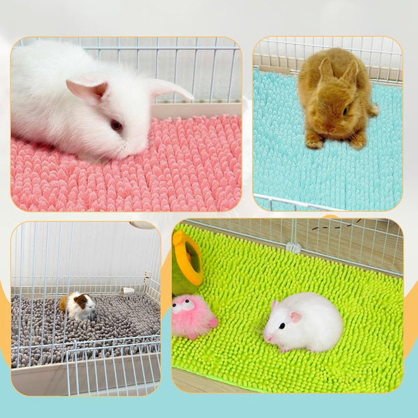 8 Pcs Guinea Pig Liner Washable Rabbit Cage Liner 16X12 Inch Guinea Pig Fleece Mats Reusable Bedding Pee Pads for Small Animals, Bunny (Gray, Green, Pink, Blue)3