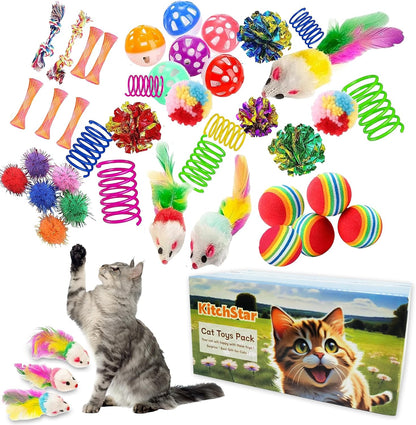 46 PCS Cat Toys for Indoor Cats, Kitten Toys with Cat Spring Toy, Mint Catnip with Crinkle Mouse Ball for Indoor Cats Kittens Exercise1
