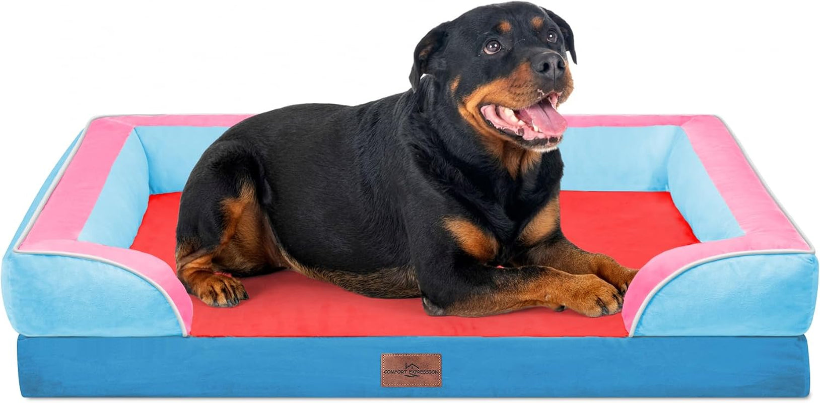 comfort-expression-orthopedic-dog-bed-for-extra-large-dogs-with-bolster-waterproof-dog-couch-bed-with-washable-cover-non-slip-bottom-supportive-egg-crate-foam-xl-pet-bed-42x30-inch