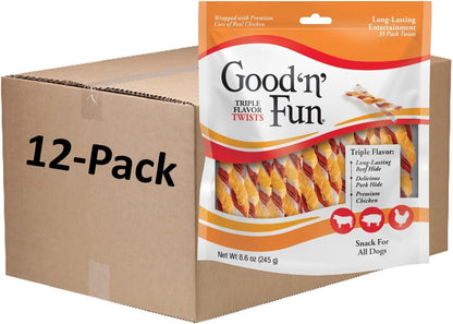 Good 'N' Fun Twists Long-Lasting Dog Treat, with Real Proteins, Beef Hide and Premium Chicken, Supports Dental Health, Mental Stimulation, 70 Count9