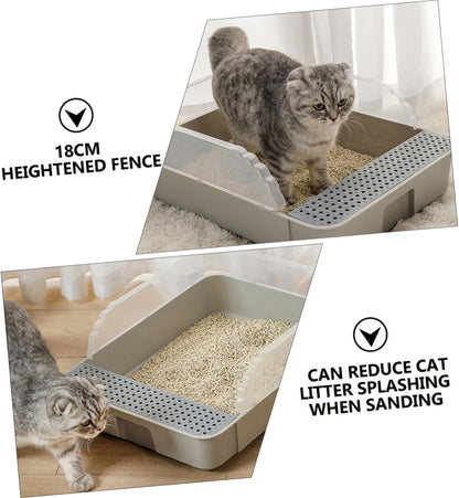 ERINGOGO Semi-Closed Cat Litter Box Potty with Detachable Anti-Splash Durable Pan Small Gray for Kitten Toilet and Cat Housebreaking5